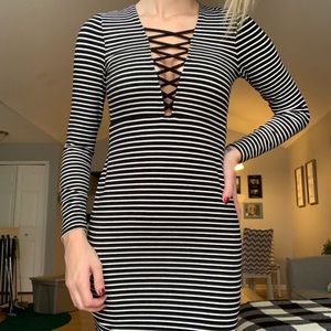Express Striped bodycon dress
